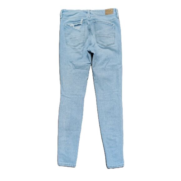 American Eagle Hi-Rise Light Wash Distressed Women's Sz 4 Dream Jegging Jeans - Picture 2 of 5